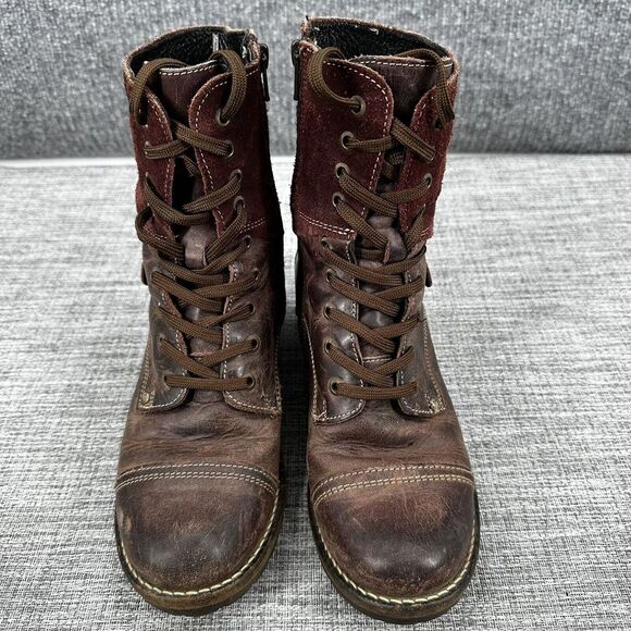 Taos Footwear Crave Combat Boots Womens Sz US 6.5 EU 37 Bordeaux Leather Lace Up - Picture 6 of 16